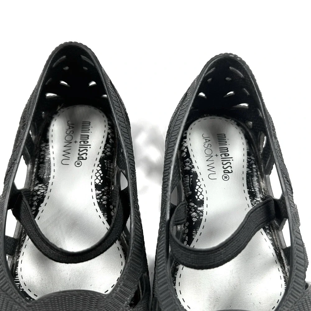 Mini Melissa Jason Wu Jean Black Jelly Mary Jane Flats Kids Size 8 USA